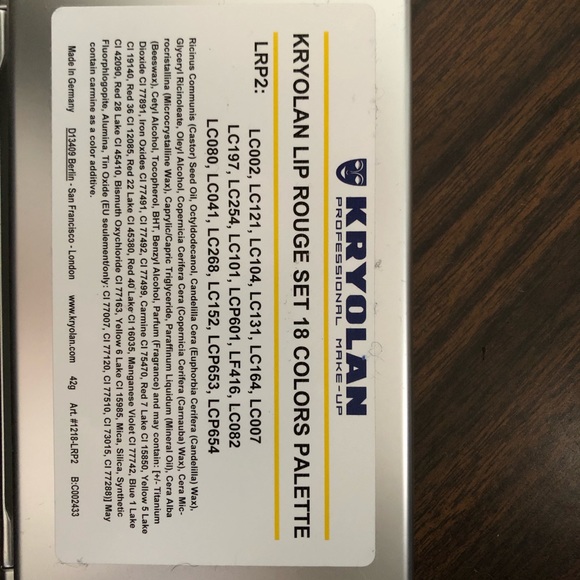 Kryolan 18 color lip palette LRP2 - new/sealed - Picture 5 of 7